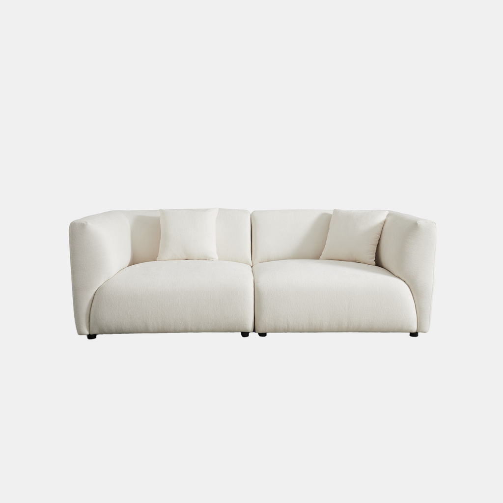 White Chenille Sectional Sofa (91")