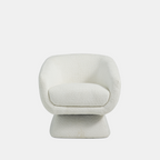 White Boucle Barrel Swivel Chair