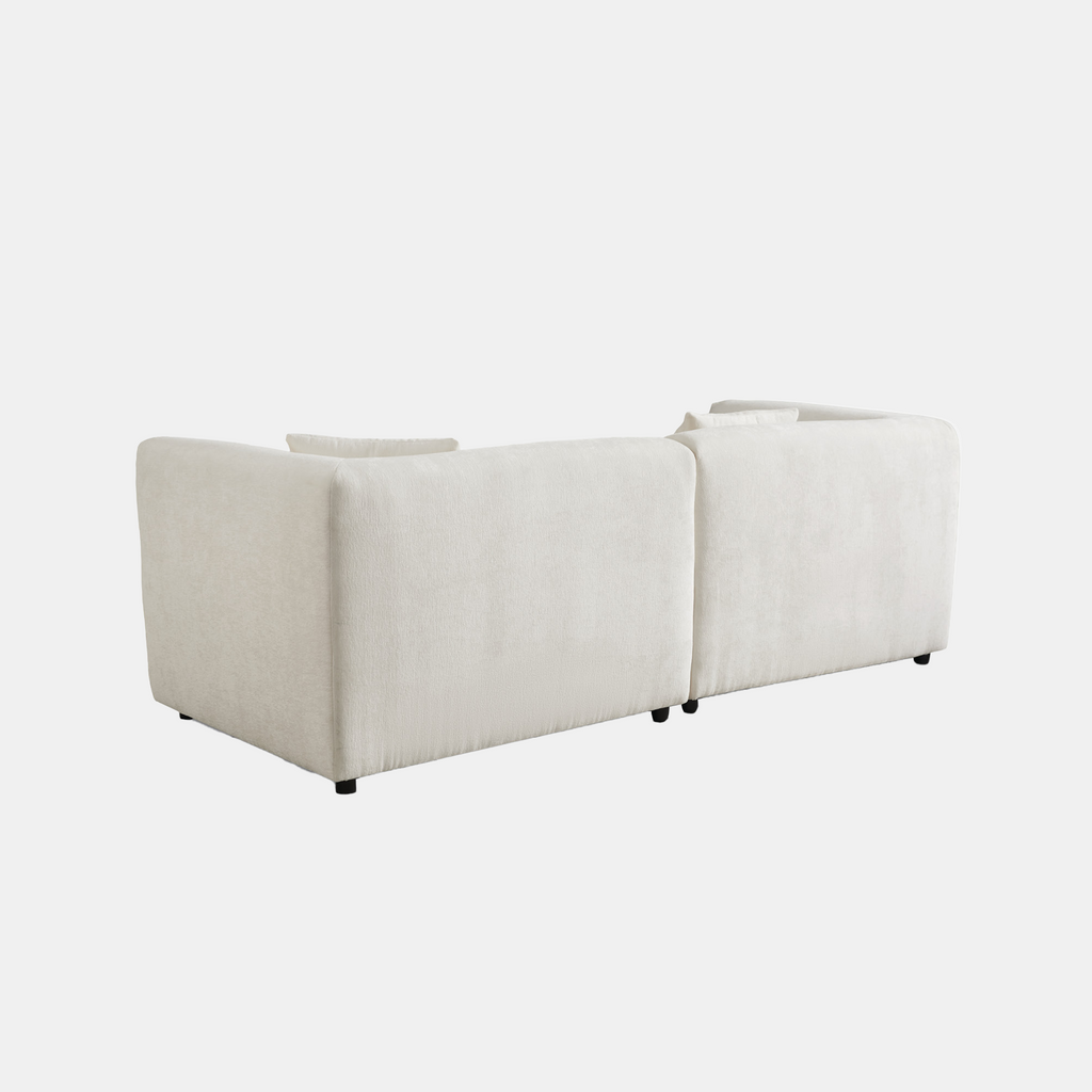 White Chenille Sectional Sofa (91")