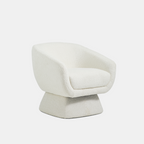 White Boucle Barrel Swivel Chair