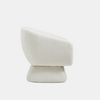 White Boucle Barrel Swivel Chair