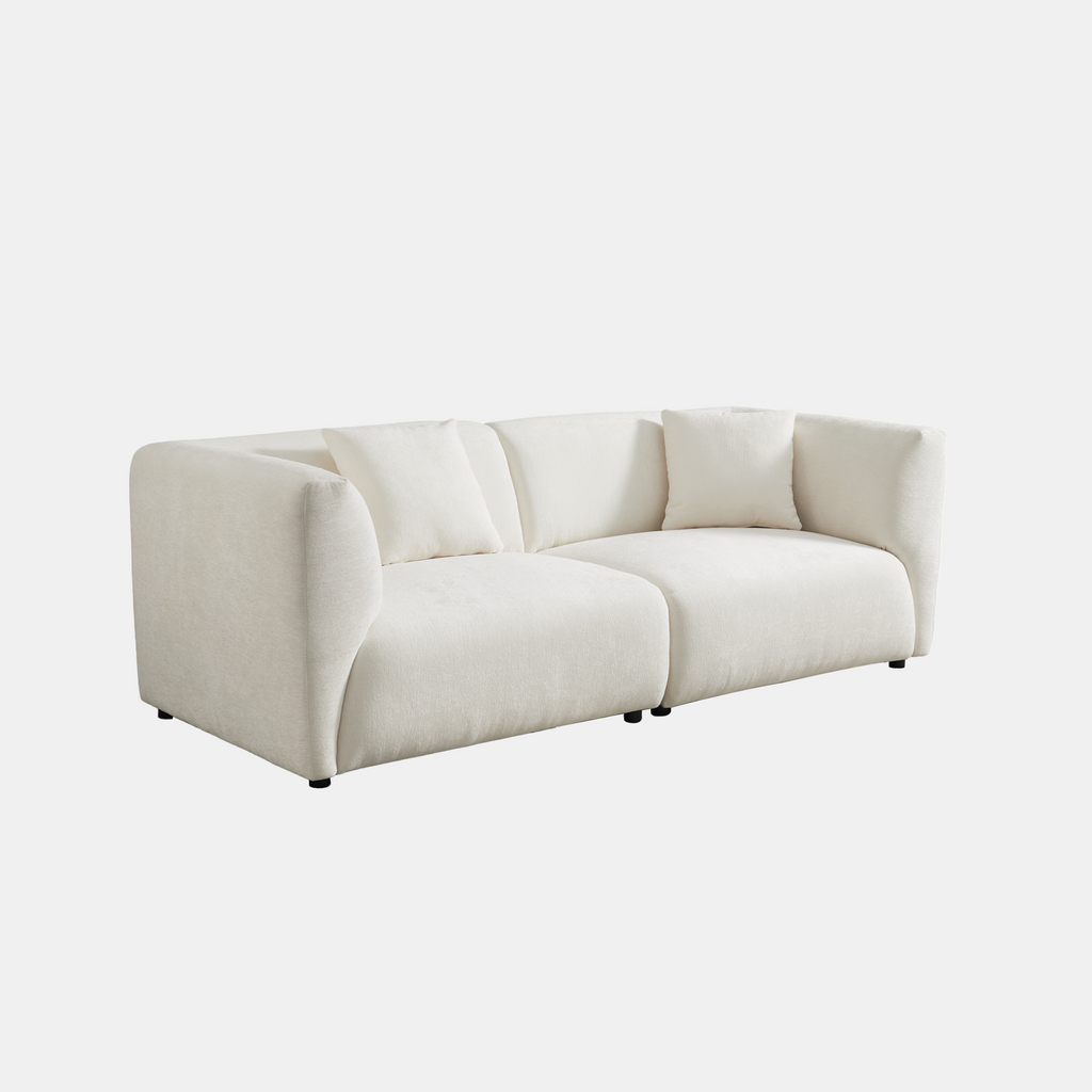 White Chenille Sectional Sofa (91")