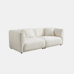 White Chenille Sectional Sofa (91")