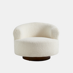 White Boucle Round Swivel Chair