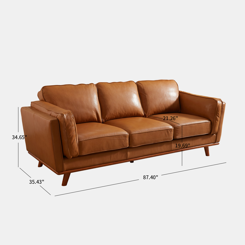 Brown Leather Sofa (87")
