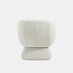 White Boucle Barrel Swivel Chair