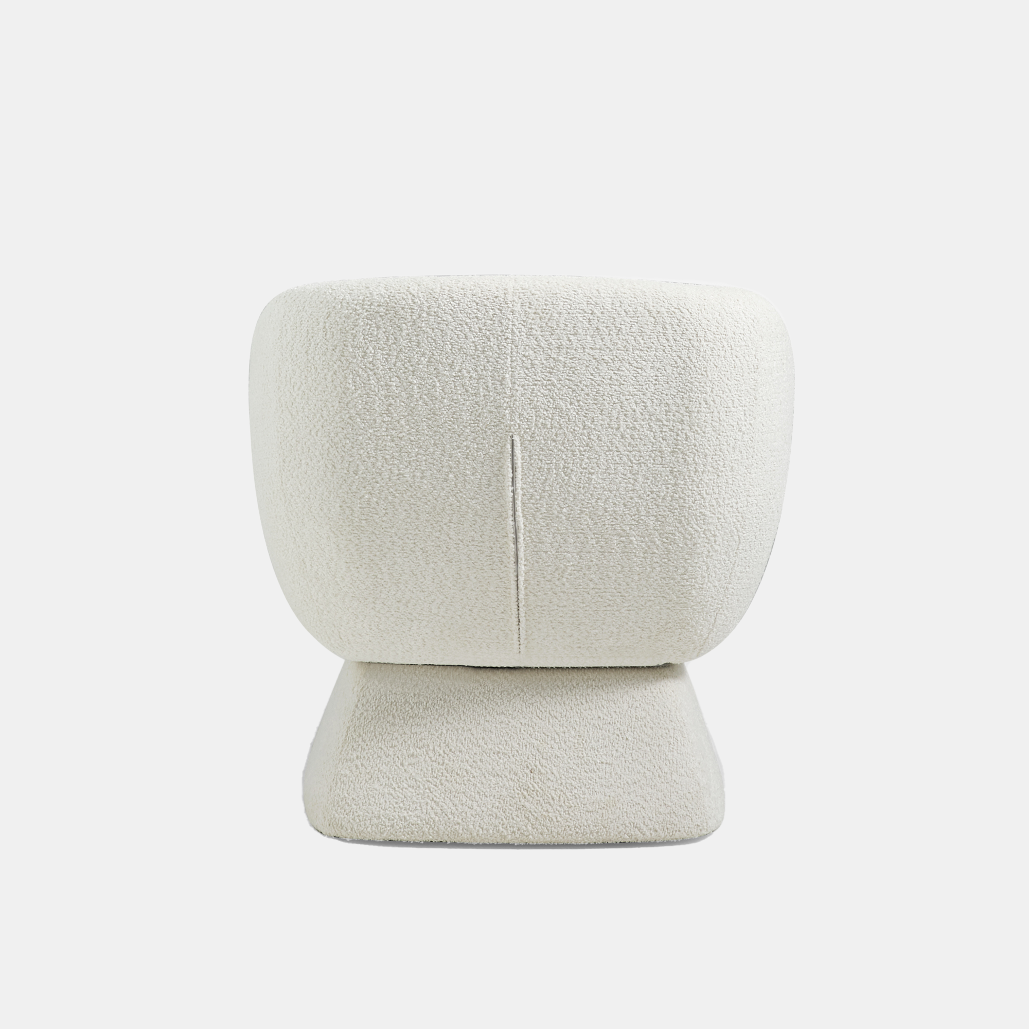 White Boucle Barrel Swivel Chair