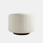 White Boucle Round Swivel Chair