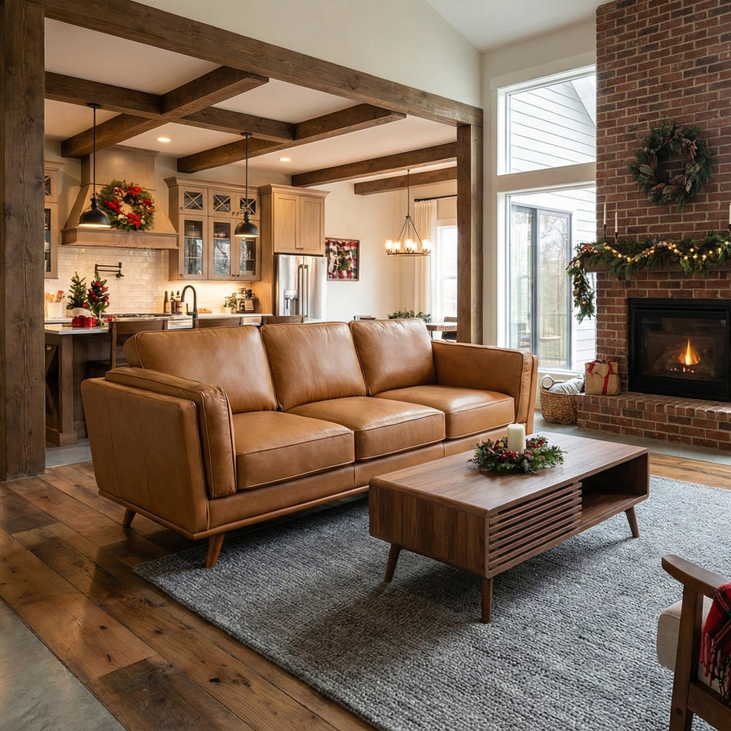 Brown Leather Sofa (87")