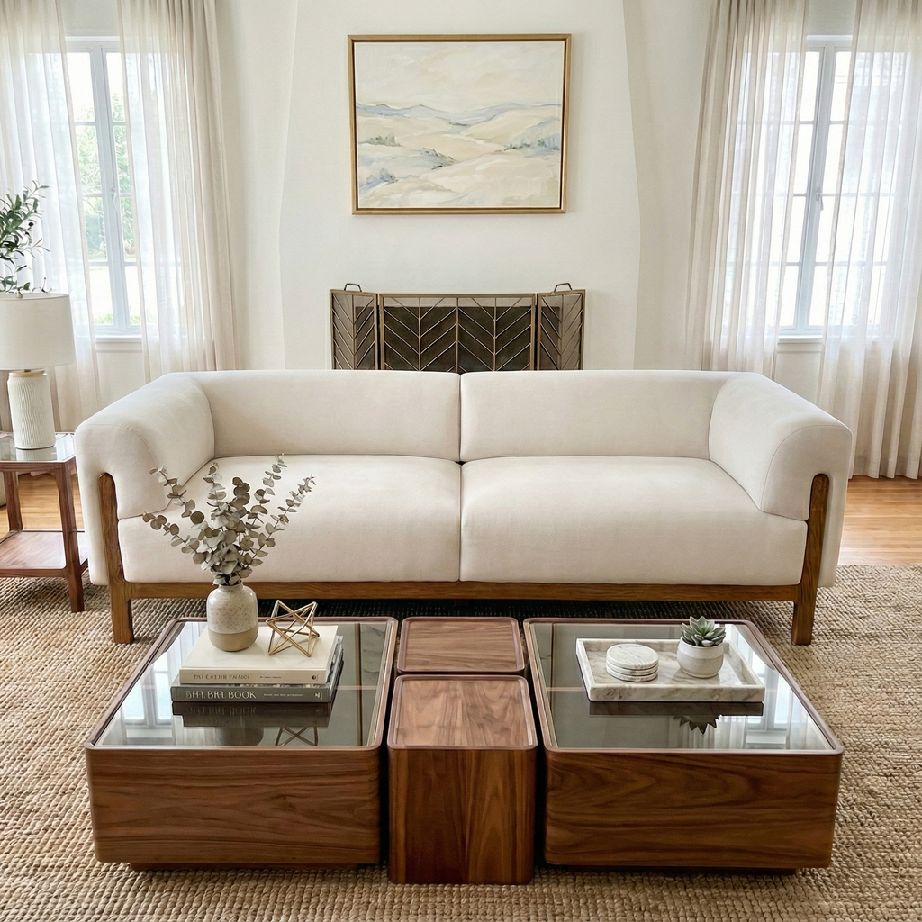 White Velvet Sofa (84")